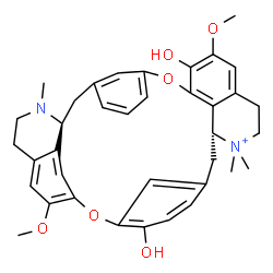 ChemSpider 2D Image | (1S,17R)-10,22-Dihydroxy-11,26-dimethoxy-16,16,31-trimethyl-8,24-dioxa-31-aza-16-azoniaheptacyclo[23.6.2.1~3,7~.1~9,13~.1~19,23~.0~17,35~.0~28,32~]hexatriaconta-3(36),4,6,9(35),10,12,19(34),20,22,25,2
7,32-dodecaene | C37H41N2O6