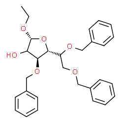 ChemSpider 2D Image | Ethyl (2xi)-3,5,6-tri-O-benzyl-beta-D-ribo-hexofuranoside | C29H34O6