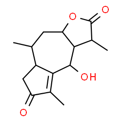 ChemSpider 2D Image | 4-Hydroxy-3,5,8-trimethyl-3a,7,7a,8,9,9a-hexahydroazuleno[6,5-b]furan-2,6(3H,4H)-dione  | C15H20O4
