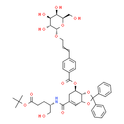 ChemSpider 2D Image | (3aS,4R,7aR)-6-({(2S)-1-Hydroxy-5-[(2-methyl-2-propanyl)oxy]-5-oxo-2-pentanyl}carbamoyl)-2,2-diphenyl-3a,4,5,7a-tetrahydro-1,3-benzodioxol-4-yl 4-[3-(alpha-D-galactopyranosyloxy)-1-propen-1-yl]benzoat
e | C45H53NO14