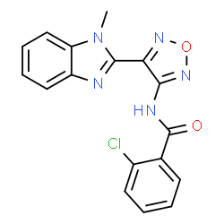 ChemSpider 2D Image | 2-Chloro-N-[4-(1-methyl-1H-benzimidazol-2-yl)-1,2,5-oxadiazol-3-yl]benzamide | C17H12ClN5O2