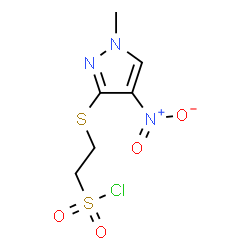 ChemSpider 2D Image | 2-[(1-Methyl-4-nitro-1H-pyrazol-3-yl)sulfanyl]ethanesulfonyl chloride | C6H8ClN3O4S2