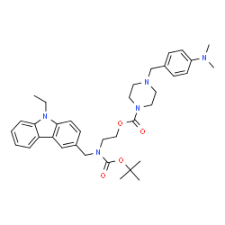 ChemSpider 2D Image | 2-([(9-Ethyl-9H-carbazol-3-yl)methyl]{[(2-methyl-2-propanyl)oxy]carbonyl}amino)ethyl 4-[4-(dimethylamino)benzyl]-1-piperazinecarboxylate | C36H47N5O4