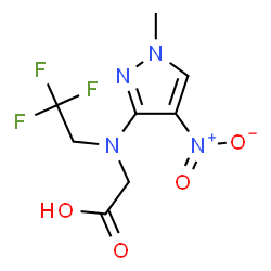 ChemSpider 2D Image | N-(1-Methyl-4-nitro-1H-pyrazol-3-yl)-N-(2,2,2-trifluoroethyl)glycine | C8H9F3N4O4