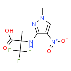 ChemSpider 2D Image | 3,3,3-Trifluoro-2-methyl-2-[(1-methyl-4-nitro-1H-pyrazol-3-yl)amino]propanoic acid | C8H9F3N4O4