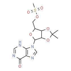 ChemSpider 2D Image | 9-[2,3-O-Isopropylidene-5-O-(methylsulfonyl)pentofuranosyl]-3,9-dihydro-6H-purin-6-one | C14H18N4O7S