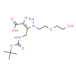 ChemSpider 2D Image | 1-[2-(2-Hydroxyethoxy)ethyl]-5-[({[(2-methyl-2-propanyl)oxy]carbonyl}amino)methyl]-1H-1,2,3-triazole-4-carboxylic acid | C13H22N4O6