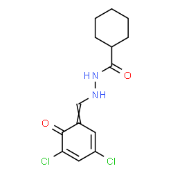 ChemSpider 2D Image | N'-[(3,5-Dichloro-6-oxo-2,4-cyclohexadien-1-ylidene)methyl]cyclohexanecarbohydrazide | C14H16Cl2N2O2