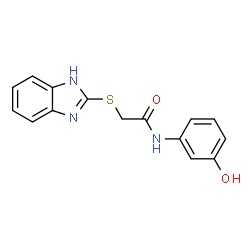 ChemSpider 2D Image | 2-(1H-Benzimidazol-2-ylsulfanyl)-N-(3-hydroxyphenyl)acetamide | C15H13N3O2S