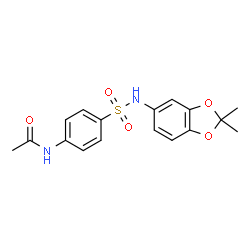 ChemSpider 2D Image | N-{4-[(2,2-Dimethyl-1,3-benzodioxol-5-yl)sulfamoyl]phenyl}acetamide | C17H18N2O5S