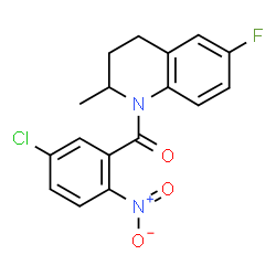 ChemSpider 2D Image | (5-Chloro-2-nitrophenyl)(6-fluoro-2-methyl-3,4-dihydro-1(2H)-quinolinyl)methanone | C17H14ClFN2O3