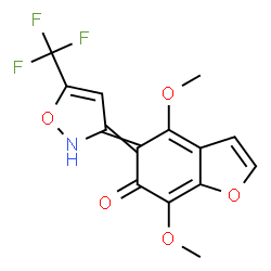 ChemSpider 2D Image | 4,7-Dimethoxy-5-[5-(trifluoromethyl)-1,2-oxazol-3(2H)-ylidene]-1-benzofuran-6(5H)-one | C14H10F3NO5