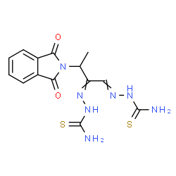 ChemSpider 2D Image | 2,2'-[3-(1,3-Dioxo-1,3-dihydro-2H-isoindol-2-yl)-1,2-butanediylidene]dihydrazinecarbothioamide | C14H15N7O2S2