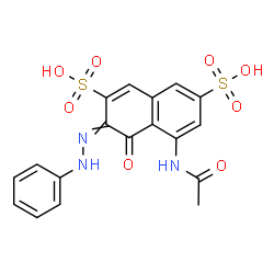 ChemSpider 2D Image | 5-Acetamido-4-oxo-3-(phenylhydrazono)-3,4-dihydro-2,7-naphthalenedisulfonic acid | C18H15N3O8S2