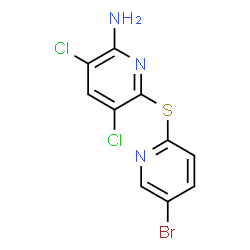 ChemSpider 2D Image | 6-[(5-Bromo-2-pyridinyl)sulfanyl]-3,5-dichloro-2-pyridinamine | C10H6BrCl2N3S