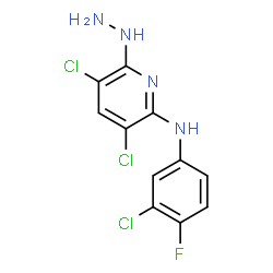 ChemSpider 2D Image | 3,5-Dichloro-N-(3-chloro-4-fluorophenyl)-6-hydrazino-2-pyridinamine | C11H8Cl3FN4
