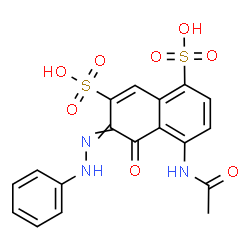 ChemSpider 2D Image | 4-Acetamido-5-oxo-6-(phenylhydrazono)-5,6-dihydro-1,7-naphthalenedisulfonic acid | C18H15N3O8S2