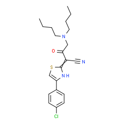 ChemSpider 2D Image | 2-[4-(4-Chlorophenyl)-1,3-thiazol-2(3H)-ylidene]-4-(dibutylamino)-3-oxobutanenitrile | C21H26ClN3OS