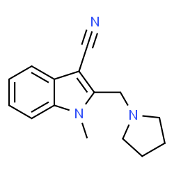 ChemSpider 2D Image | 1-Methyl-2-pyrrolidin-1-ylmethyl-1H-indole-3-carbonitrile | C15H17N3