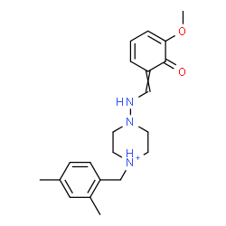 ChemSpider 2D Image | 1-(2,4-Dimethylbenzyl)-4-{[(5-methoxy-6-oxo-2,4-cyclohexadien-1-ylidene)methyl]amino}piperazin-1-ium | C21H28N3O2