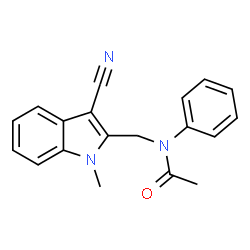 ChemSpider 2D Image | N-(3-Cyano-1-methyl-1H-indol-2-ylmethyl)-N-phenyl-acetamide | C19H17N3O