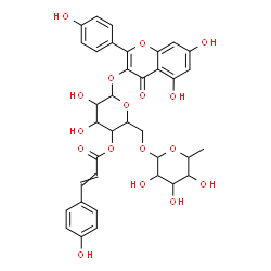 ChemSpider 2D Image | 5,7-Dihydroxy-2-(4-hydroxyphenyl)-4-oxo-4H-chromen-3-yl 6-O-(6-deoxyhexopyranosyl)-4-O-[3-(4-hydroxyphenyl)acryloyl]hexopyranoside | C36H36O17