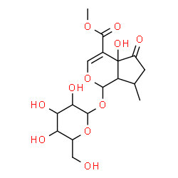 ChemSpider 2D Image | Methyl 1-(hexopyranosyloxy)-4a-hydroxy-7-methyl-5-oxo-1,4a,5,6,7,7a-hexahydrocyclopenta[c]pyran-4-carboxylate | C17H24O11