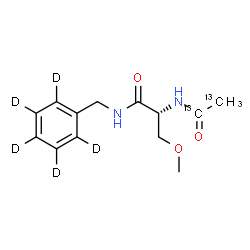 ChemSpider 2D Image | N~2~-(~13~C_2_)Ethanoyl-O-methyl-N-[(~2~H_5_)phenylmethyl]-D-serinamide | C1113C2H13D5N2O3