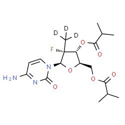 ChemSpider 2D Image | 2'-Deoxy-2'-fluoro-3',5'-di-O-isobutyryl-2'-(~2~H_3_)methylcytidine | C18H23D3FN3O6
