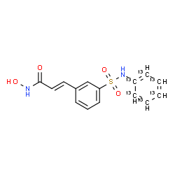 ChemSpider 2D Image | (2E)-N-Hydroxy-3-{3-[(~13~C_6_)phenylsulfamoyl]phenyl}acrylamide | C913C6H14N2O4S