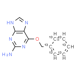 ChemSpider 2D Image | 6-[(~13~C_6_)Phenylmethoxy]-9H-purin-2-amine | C613C6H11N5O