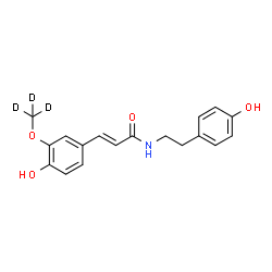 ChemSpider 2D Image | (2E)-3-{4-Hydroxy-3-[(~2~H_3_)methyloxy]phenyl}-N-[2-(4-hydroxyphenyl)ethyl]acrylamide | C18H16D3NO4