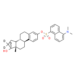 ChemSpider 2D Image | (14xi,17beta)-17-Hydroxy(16,16,17-~2~H_3_)estra-1,3,5(10)-trien-3-yl 5-(dimethylamino)-1-naphthalenesulfonate | C30H32D3NO4S
