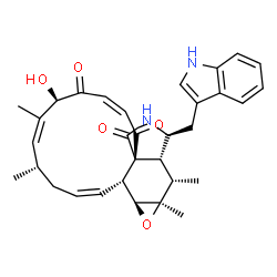 ChemSpider 2D Image | (1Z,4S,5Z,7R,9Z,11aR,14S,14aR,15S,15aR,16aS,16bR)-7-Hydroxy-14-(1H-indol-3-ylmethyl)-4,6,15,15a-tetramethyl-4,7,14,14a,15,15a,16a,16b-octahydro-3H-cyclotrideca[d]oxireno[f]isoindole-8,11,12(13H)-trion
e | C32H36N2O5