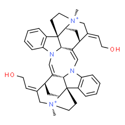 ChemSpider 2D Image | (1R,9Z,11S,13S,14S,17R,25Z,27S,28E,30S,33S,35S,37E,38S)-28,37-Bis(2-hydroxyethylidene)-14,30-dimethyl-8,24-diaza-14,30-diazoniaundecacyclo[25.5.2.2~11,14~.1~1,8~.1~10,17~.0~2,7~.0~13,17~.0~18,23~.0~24
,35~.0~26,38~.0~30,33~]octatriaconta-2,4,6,9,18,20,22,25-octaene | C40H46N4O2