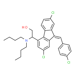 ChemSpider 2D Image | (Z)-2-(dibutylamino)-2-(2,7-dichloro-9-(4-chlorobenzylidene)-9H-fluoren-4-yl)ethanol | C30H32Cl3NO