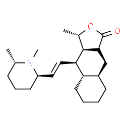 ChemSpider 2D Image | (3S,3aR,4R,4aS,8aR,9aR)-4-{(E)-2-[(2R,6S)-1,6-Dimethyl-2-piperidinyl]vinyl}-3-methyldecahydronaphtho[2,3-c]furan-1(3H)-one | C22H35NO2