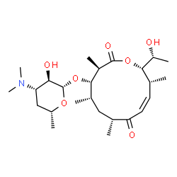 ChemSpider 2D Image | (3R,4S,5S,7R,9Z,11R,12S)-12-[(1R)-1-Hydroxyethyl]-3,5,7,11-tetramethyl-2,8-dioxooxacyclododec-9-en-4-yl 3,4,6-trideoxy-3-(dimethylamino)-beta-D-xylo-hexopyranoside | C25H43NO7