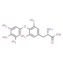 ChemSpider 2D Image | O-{4-Hydroxy-3,5-bis[(~123~I)iodo]phenyl}-3,5-bis[(~123~I)iodo]-L-tyrosine | C15H11123I4NO4