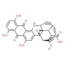 ChemSpider 2D Image | (2S,4R,5R,8S,11Z,15R)-21,24,28-Trihydroxy-7-methoxy-5-methyl-19,26-dioxo-3-oxa-16-azaheptacyclo[15.12.0.0~2,4~.0~2,8~.0~4,15~.0~18,27~.0~20,25~]nonacosa-1(29),6,11,17,20,22,24,27-octaene-9,13-diyne-6-
carboxylic acid | C30H19NO9