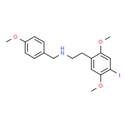 ChemSpider 2D Image | 2-(4-Iodo-2,5-dimethoxyphenyl)-N-(4-methoxybenzyl)ethanamine | C18H22INO3