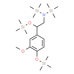 ChemSpider 2D Image | N-(2-{3-Methoxy-4-[(trimethylsilyl)oxy]phenyl}-2-[(trimethylsilyl)oxy]ethyl)-1,1,1-trimethyl-N-(trimethylsilyl)silanamine | C21H45NO3Si4