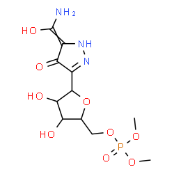 ChemSpider 2D Image | 1-{5-[Amino(hydroxy)methylene]-4-oxo-4,5-dihydro-1H-pyrazol-3-yl}-1,4-anhydro-5-O-(dimethoxyphosphoryl)pentitol | C11H18N3O9P