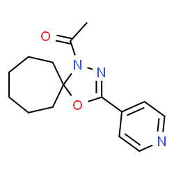 ChemSpider 2D Image | 1-Acetyl-3-(4-pyridinyl)-4-oxa-1,2-diazaspiro[4.6]undec-2-ene | C15H19N3O2