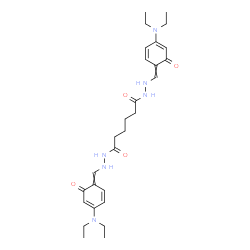 ChemSpider 2D Image | N'~1~,N'~6~-Bis{[4-(diethylamino)-6-oxo-2,4-cyclohexadien-1-ylidene]methyl}hexanedihydrazide | C28H40N6O4