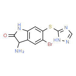 ChemSpider 2D Image | 3-Amino-5-bromo-6-(1H-1,2,4-triazol-5-ylsulfanyl)-1,3-dihydro-2H-indol-2-one | C10H8BrN5OS