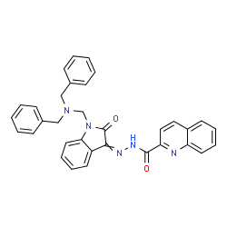 ChemSpider 2D Image | N'-{1-[(Dibenzylamino)methyl]-2-oxo-1,2-dihydro-3H-indol-3-ylidene}-2-quinolinecarbohydrazide | C33H27N5O2