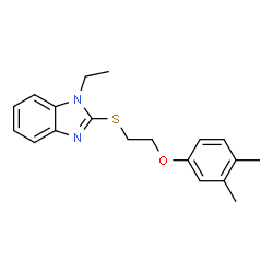 ChemSpider 2D Image | Benzimidazole, 1-ethyl-2-[2-(3,4-dimethylphenoxy)ethylthio]- | C19H22N2OS