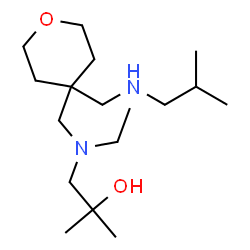 ChemSpider 2D Image | 1-[Ethyl({4-[(isobutylamino)methyl]tetrahydro-2H-pyran-4-yl}methyl)amino]-2-methyl-2-propanol | C17H36N2O2