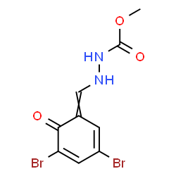 ChemSpider 2D Image | Methyl 2-[(3,5-dibromo-6-oxo-2,4-cyclohexadien-1-ylidene)methyl]hydrazinecarboxylate | C9H8Br2N2O3